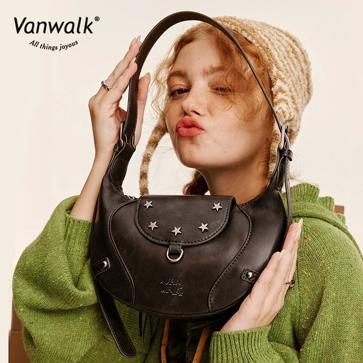 Vanwalk Túi Kẹp Nách Túi Đeo Vai Ngắn Túi Underarm xách Nhẹ nhàng Chống thấm nước kẹp nách một vai charm Quà tặng miễn phí Giao hàng nhanh Dòng Cao Bồi V2712 – 2