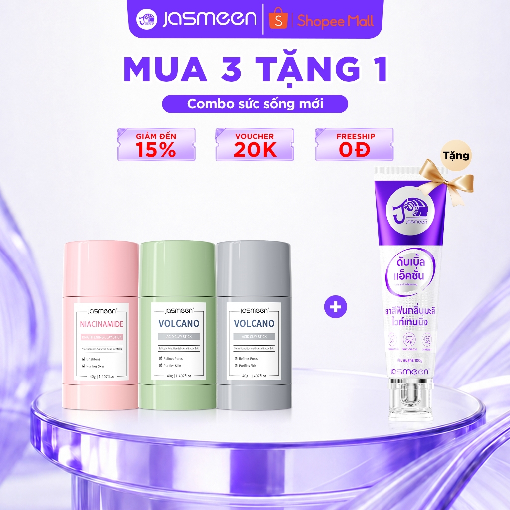 Combo chăm sóc da & răng JASMEEN - Se khít lỗ chân lông, cải thiện mụn & làm trắng răng