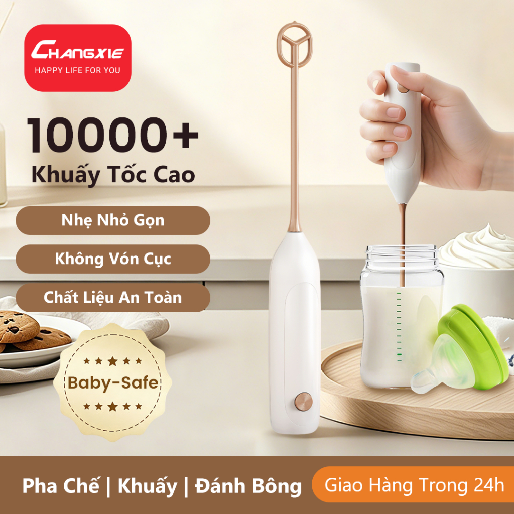 CHANGXIE tạo bọt sữa điện cho bé 10.000+ tốc độ xoay Electric milk frother Coffee frother Máy đánh bọt cà phê Máy tạo bọt sữa Máy tạo sữa điện khuấy cà phê đánh điện đánh trứng xay cà phê