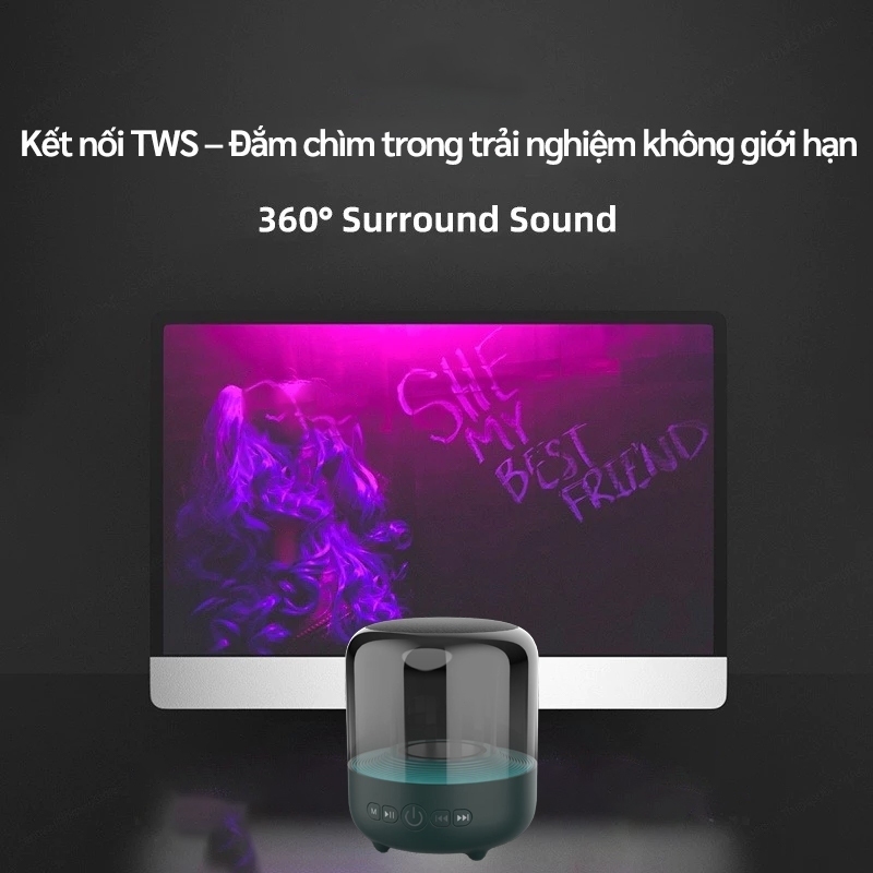Loa Bluetooth Mini BRIDIO Bass Mạnh, Bluetooth 5.3, Ghép Đôi TWS, Pin 2200mAh, Đèn LED RGB, Sạc USB | BigBuy360 - bigbuy360.vn
