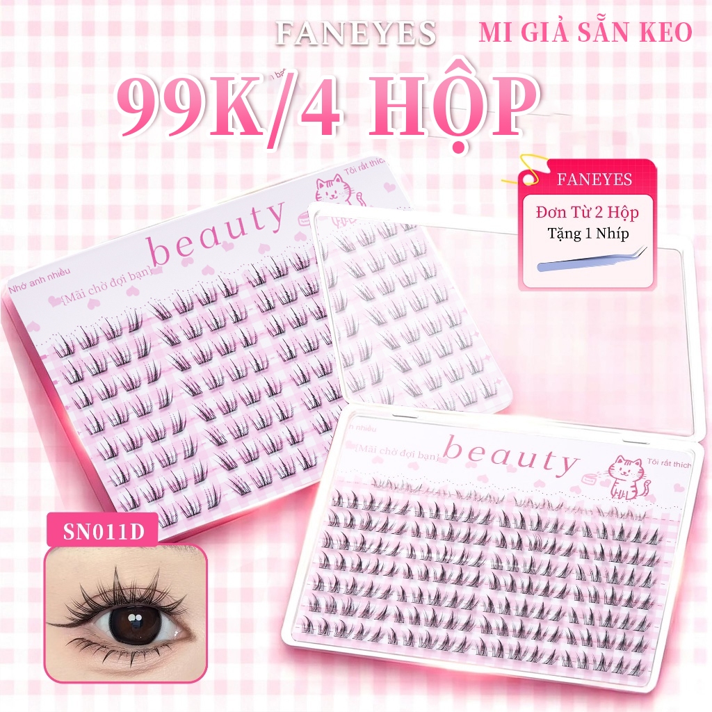 【99K/4hộp】Lông mi giả dày đặc dung tích lớn kiểu dáng tự nhiên có đuôi mở rộng và uốn cong - Cần thiết cho trang điểm trần tự nhiên Thân thiện với người mới bắt đầu Tập 4x - Một hộp bằng bốn chiếc thông thường