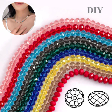 Hạt Thủy Tinh Hình Bánh Xe Nhiều Màu 6mm 8mm DIY Trang Trí Trang Sức Phụ Kiện Vòng Tay Vòng Cổ Handmade