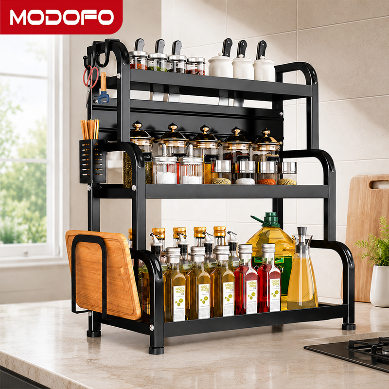 Kệ Đựng Gia Vị Nhà Bếp 2-3 Tầng Hiện Đại MODOFO, Thép Carbon Không