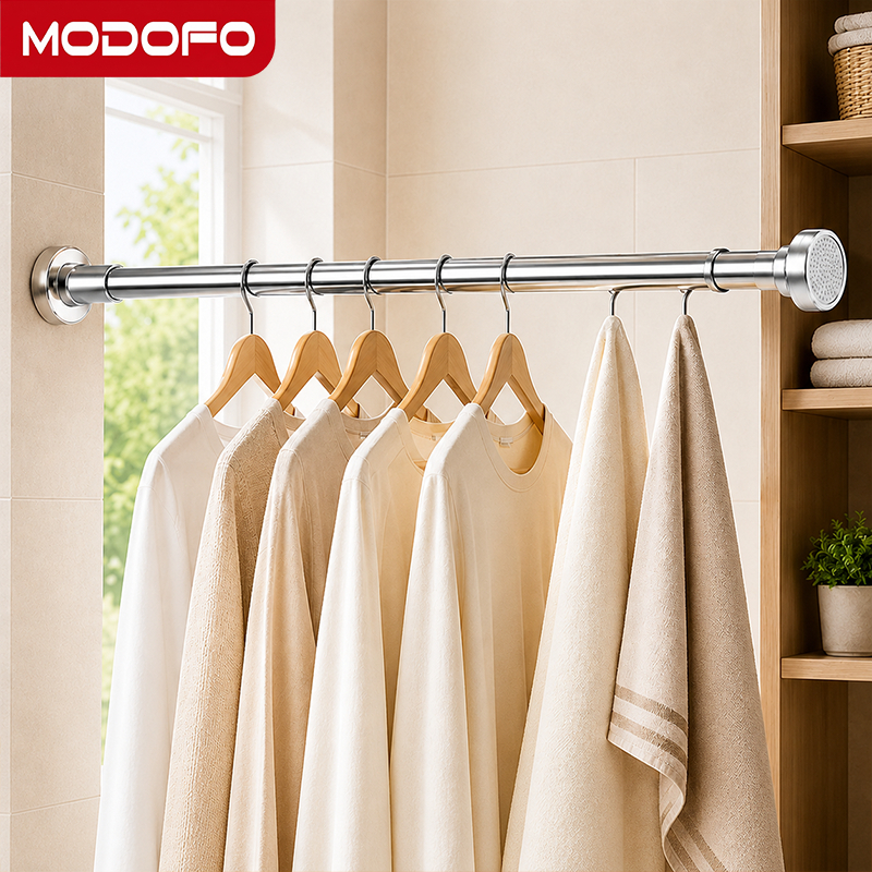 Thanh Treo Quần Áo Inox Kéo Dài Không Cần Khoan, Thanh Treo Rèm Đa Năng Cây Phơi Đồ Thông Minh