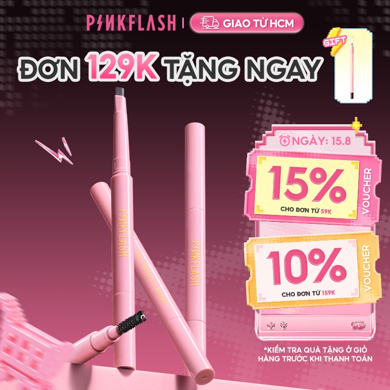 Bút Kẻ Lông Mày PINKFLASH Chống Nước Giữ Màu Lên Đến 8 Tiếng Tích Hợp Đầu Cọ Chải Tiện Dụng 0.2g