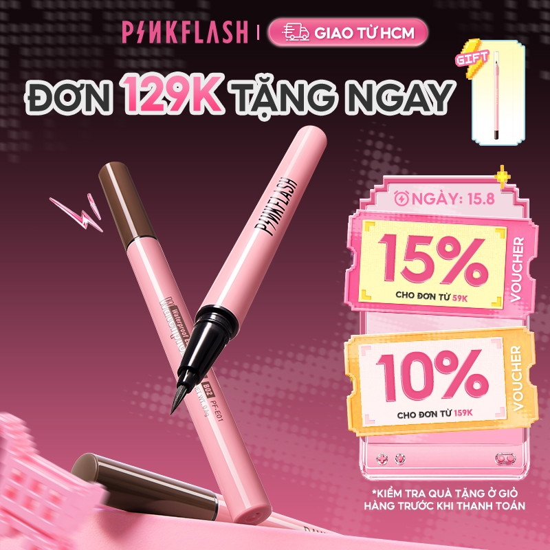 Bút kẻ mắt Pinkflash dạng lỏng nhanh khô màu đen màu nâu chất lì chống nước lâu trôi 30g