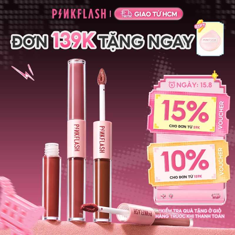 PINKFLASH Son môi ombrelips tint nhung ombrelips lì hai đầu DoubleSense 2 Trong 1 nhẹ sắc tố cao lâu trôi 30g