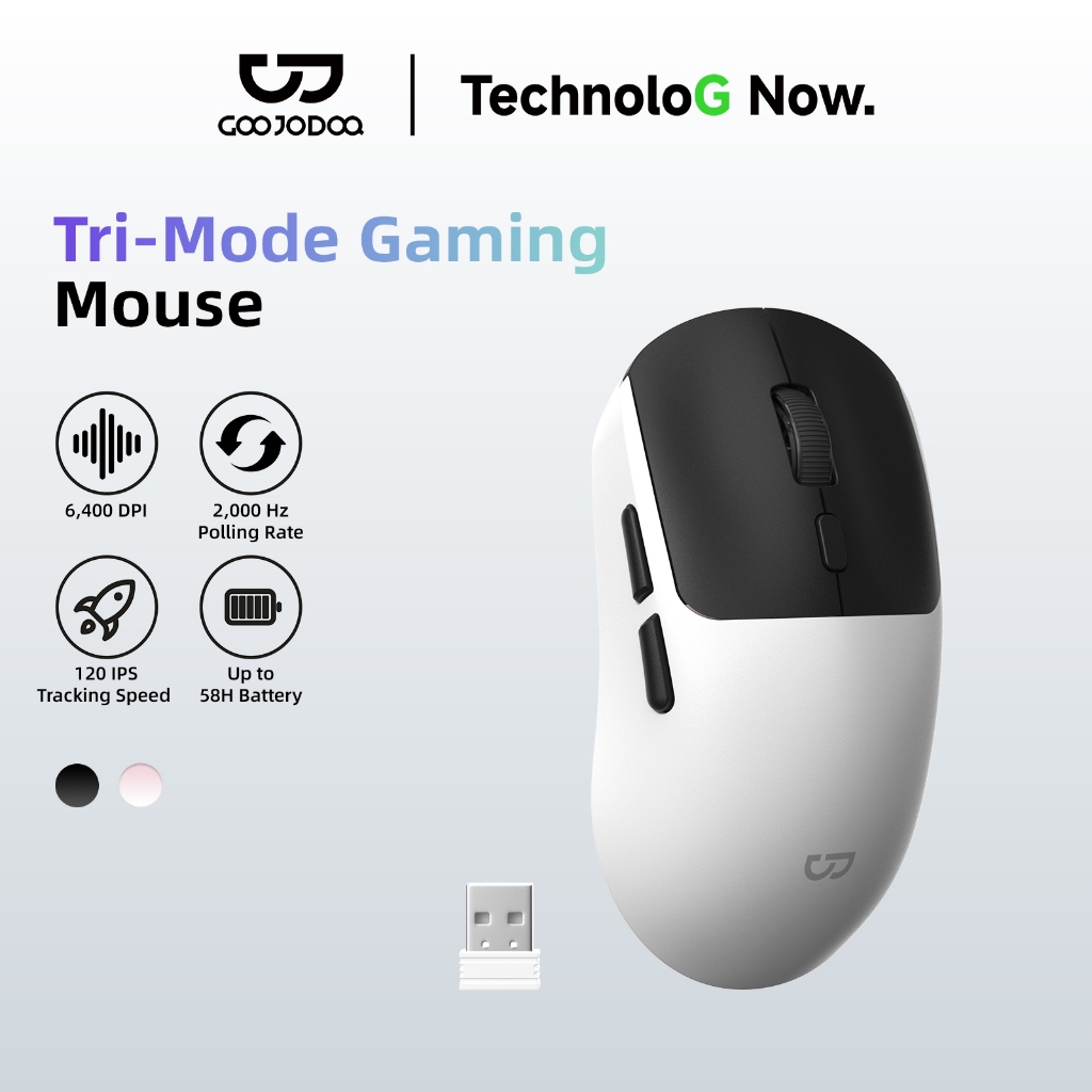 GOOJODOQ Chuột Gaming Không Dây 3 Chế Độ Bluetooth 2.4G Có Dây, 6400 DPI 2000Hz, 6 Nút, Pin 400mAh, 62g | BigBuy360 - bigbuy360.vn