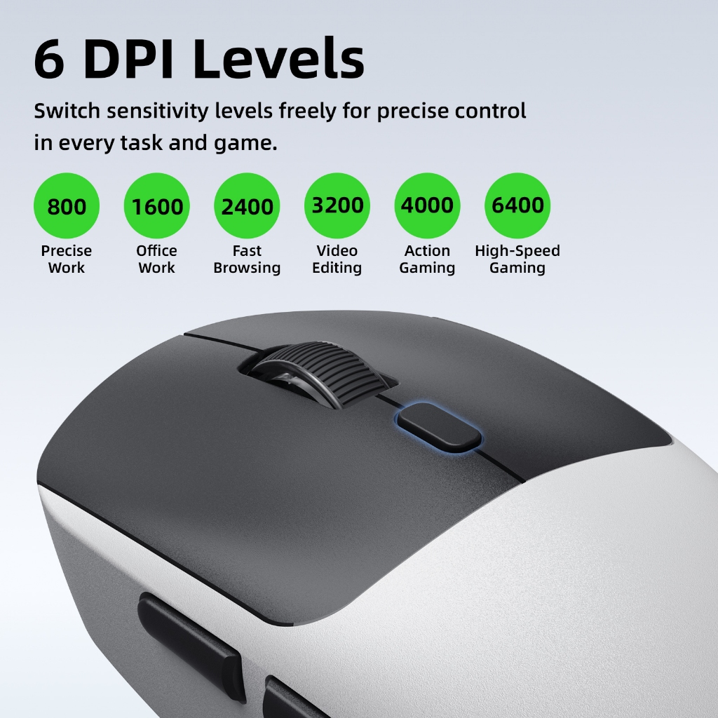 GOOJODOQ Chuột Gaming Không Dây 3 Chế Độ Bluetooth 2.4G Có Dây, 6400 DPI 2000Hz, 6 Nút, Pin 400mAh, 62g | BigBuy360 - bigbuy360.vn