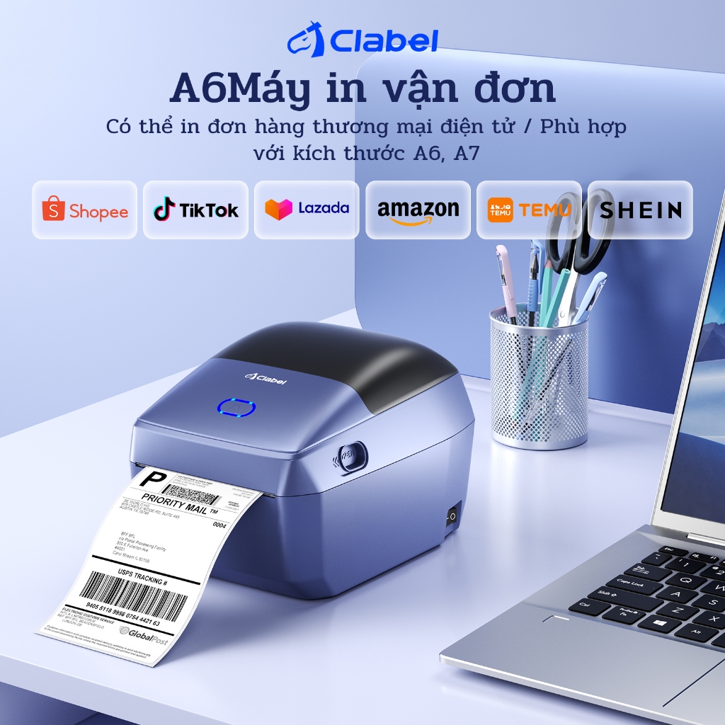Clabel G4 Máy In Nhiệt A6 A7 In Đơn Hàng, In Vận Đơn 100x150mm máy in đơn TMĐT，In Tem Mã Vạch Bluetooth,4 inch máy in nhãn 20-110mm