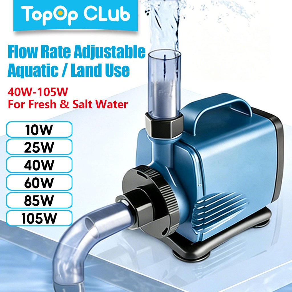 TOPOP CLUB Máy bơm chìm bể cá Hút bên có thể điều chỉnh Aquaponics Tuần hoàn và lọc Máy bơm nước đổ bộ siêu nhanh