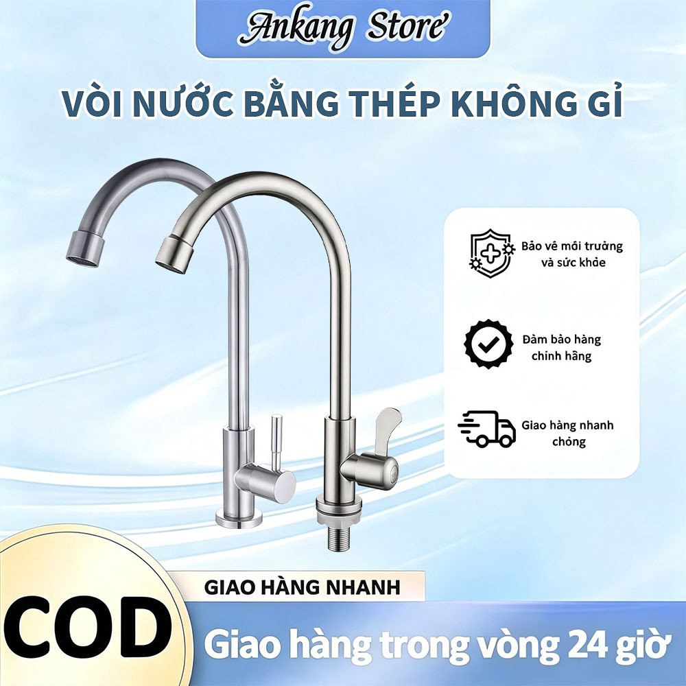 Ankang Store Vòi bếp nước lạnh inox 304 cao cấp  xoay 360 độ