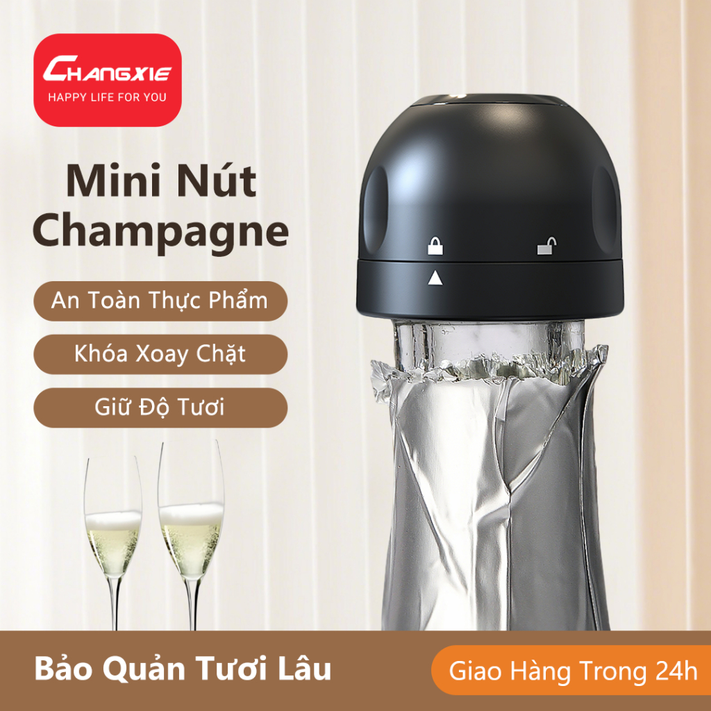 CHANGXIE Nút chai champagne Nút champagne giữ bọt Champagne stopper Sparkling wine stopper Nút chai rượu sân panh đậy chai Nắp giữ tươi Cho cổ 18-19mm