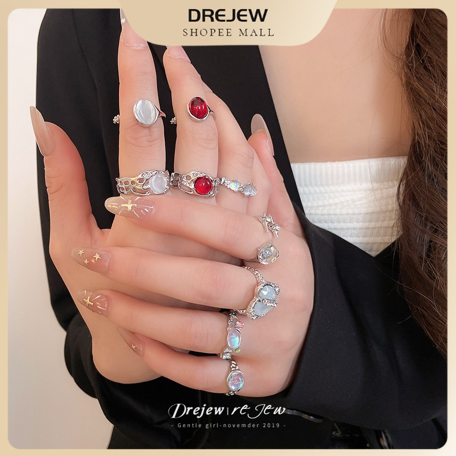 DREJEW Bộ nhẫn mở phong cách tòa án cổ điển thiết kế tông màu vàng hoàn hảo để mặc hàng ngày hẹn hò bữa tối tối và quà tặng sinh nhật