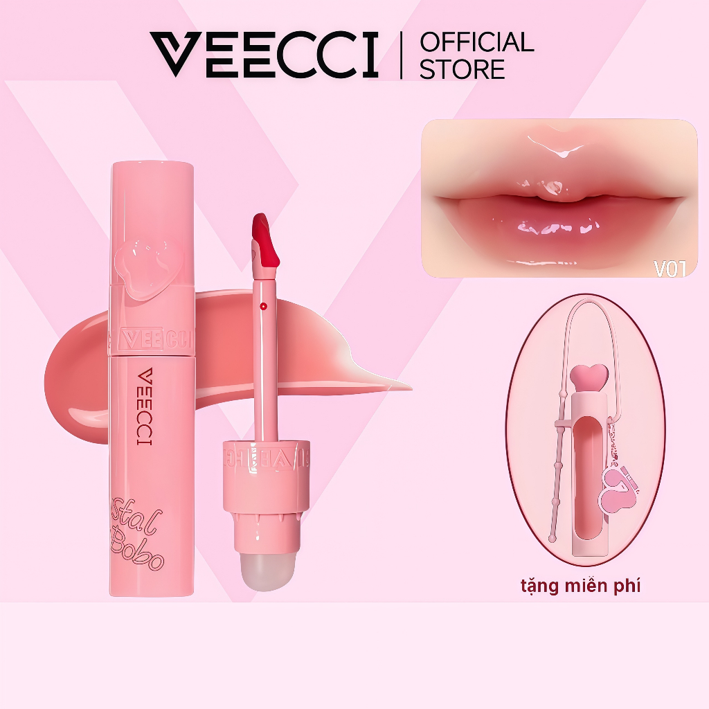 Son Kem Bóng VEECCI Jumbo Size 2.5g ✨ Gấp Đôi Dung Tích | Hiệu Ứng Căng Bóng Mirror Water Gloss | Lâu Trôi, Lên Màu Chuẩn | Mỹ Phẩm Nội Địa Trung Chính Hãng