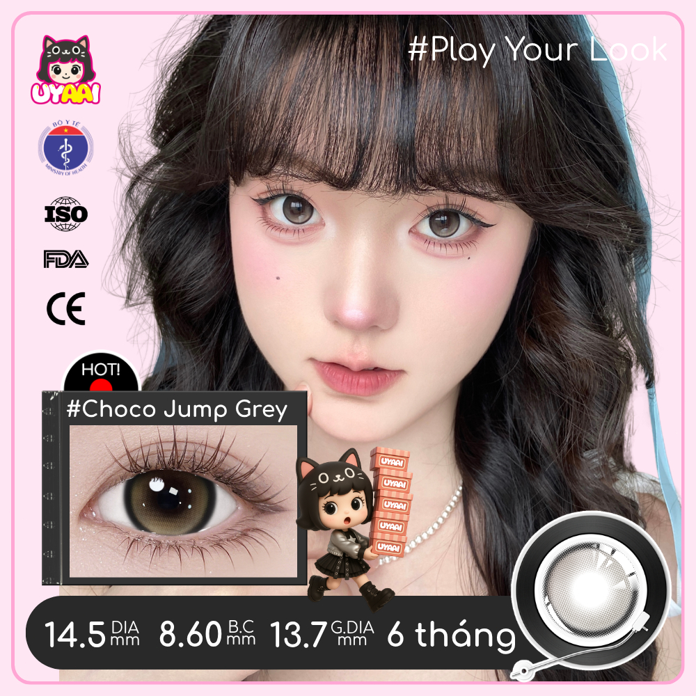 Kính áp tròng UYAAI Moonlight/Snowball/Milk Ball Màu Đen/Nâu Kính Lens cận Mắt 1 Cặp 0~4 Độ giãn tròng 14.2-14.5mm | BigBuy360 - bigbuy360.vn