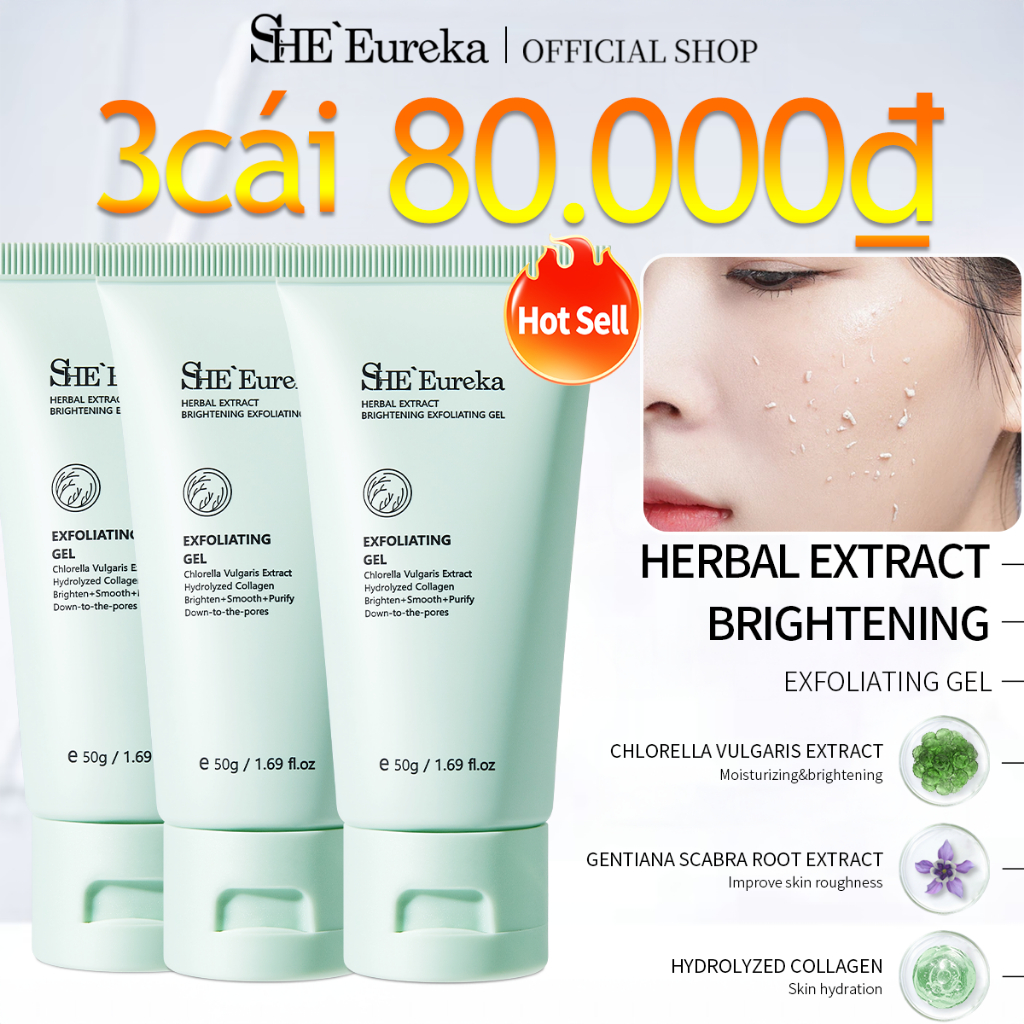 SHEEureka Chlorella Vulgaris Scrub Cleanser Kiểm soát dầu Làm sạch sâu Tẩy tế bào chết Chăm sóc da mặt nhẹ nhàng Tất cả da