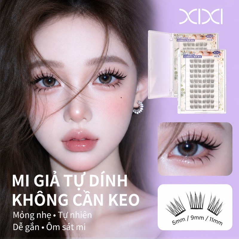 Xixi Lông mi giả cụm mềm nhẹ, dễ điều chỉnh cho hàng mi cong tự nhiên JM17
