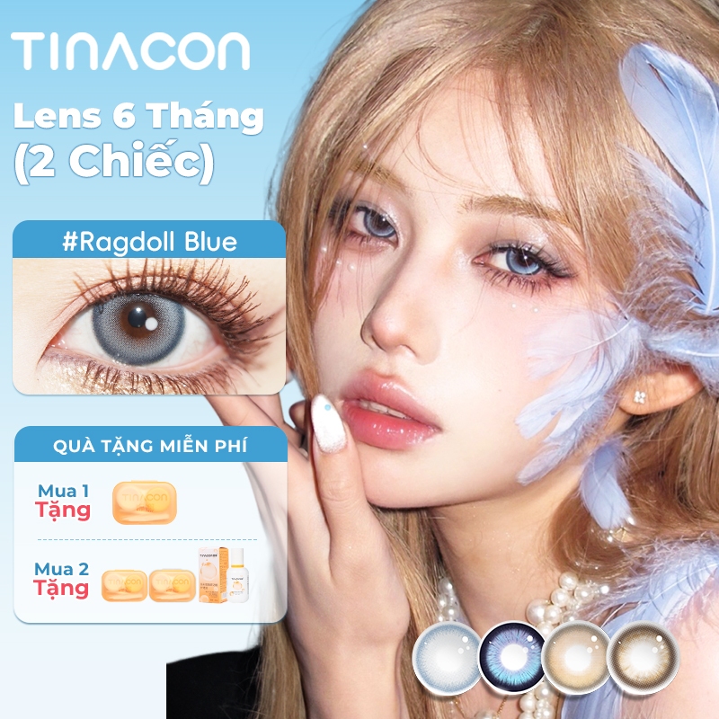 Kính áp tròng TINACON 1 cặp màu xám mềm mắt phù hợp trang điểm Đường kính 14,2mm Sử dụng trong 6 tháng