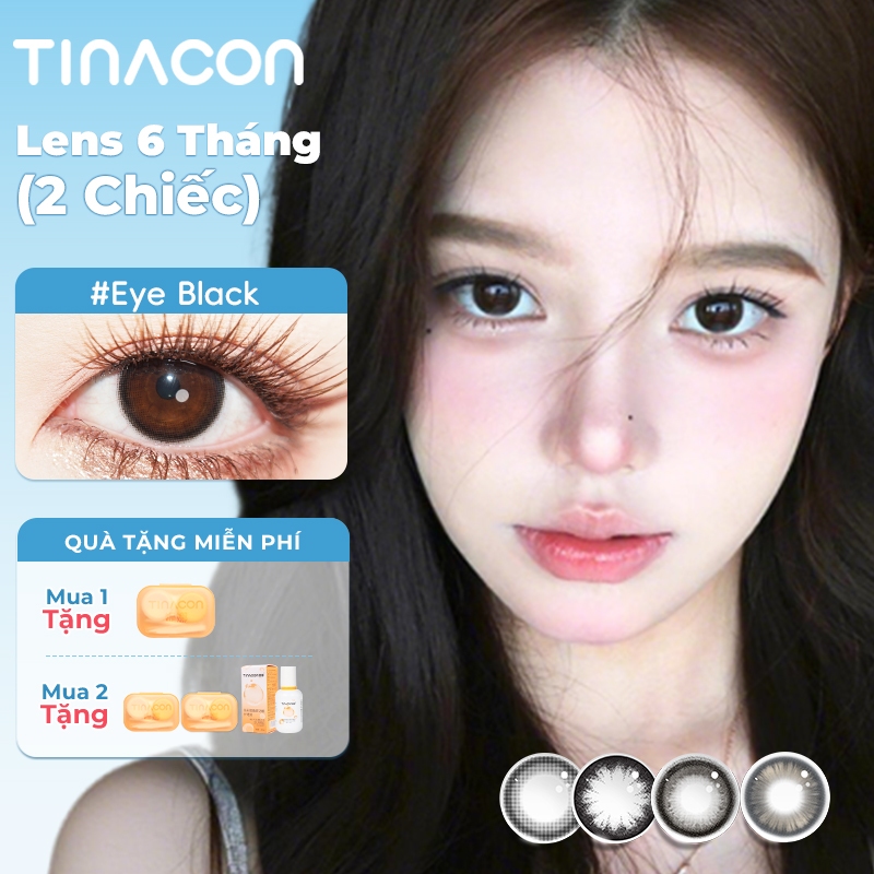 kính áp tròng TINACON 2 chiếc Kính áp tròng đen/nâu dễ thương 14.2-14.5 6 tháng Thích hợp cho mắt to 2 chiếc