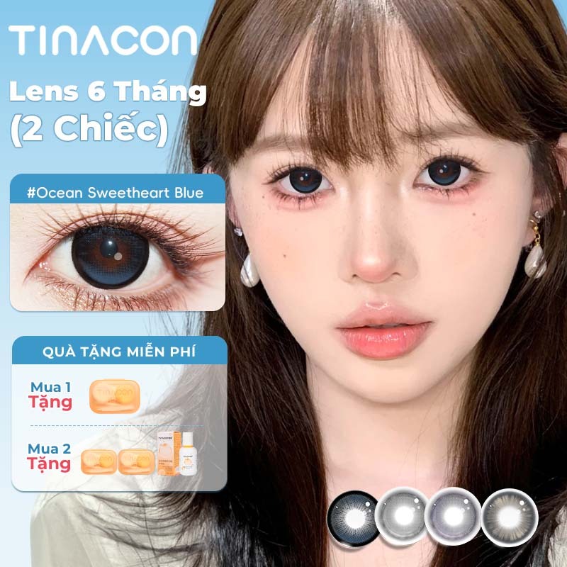 Kính áp tròng TINACON 1 cặp tròng kính màu nâu DIA14.-14.5mm mắt to dùng được 6 tháng (0.0 ~ -8.0)