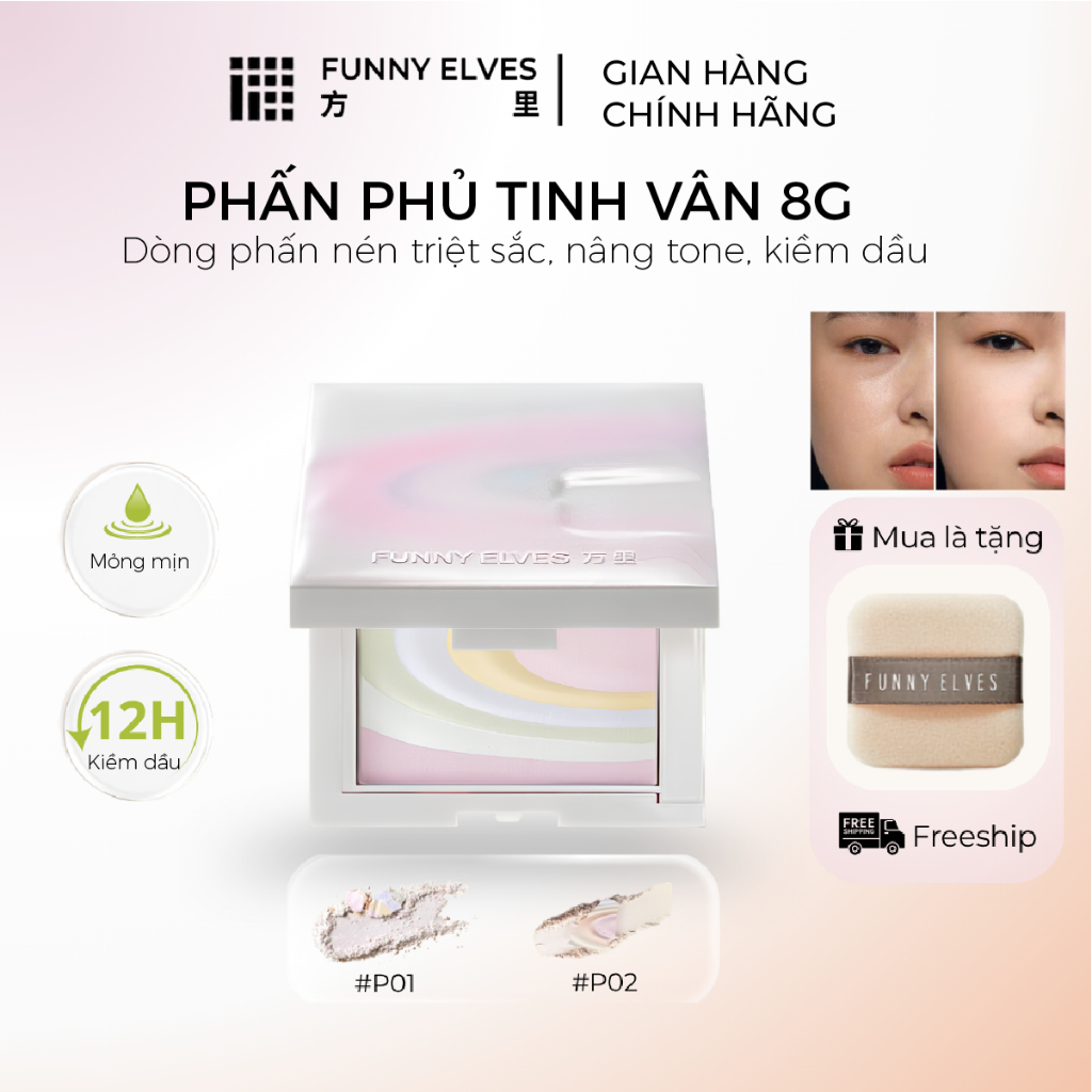FunnyElves 4.5g / 8g Bột Thiết Lập Năm Màu Kiểm Soát Dầu Nhỏ Gọn Lâu Dài Mềm Mờ Mặt Bột