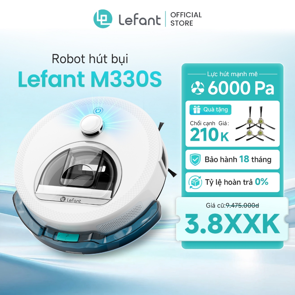 Lefant M330Pro Robot Hút Bụi Lau Nhà Thông Minh 6000Pa Lidar dToF Bản vẽ bản đồ Cho nhà có thú cưng