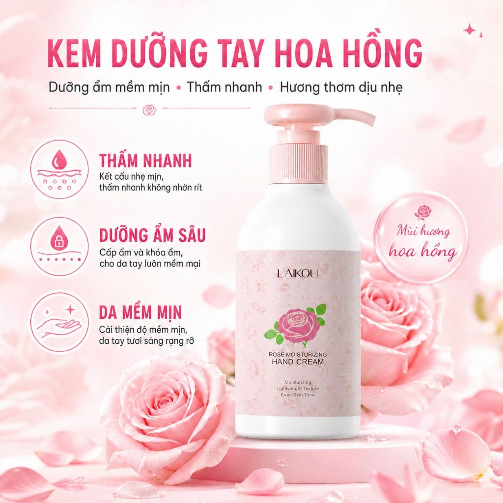 Kem dưỡng da tay LAIKOU tinh chất chống lão hóa dưỡng ẩm chống nhăn 220ml