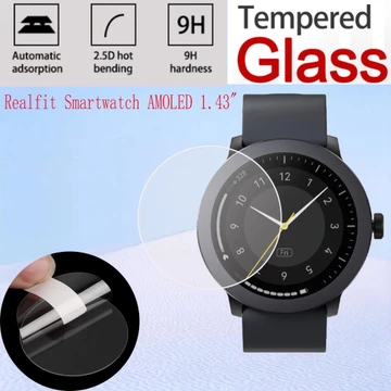 Bộ phim đồng hồ thông minh Realfit Watch N2601 Kính cường lực cho đồng hồ thông minh Realfit AMOLED 1.43 "Đồng hồ thông minh Bảo vệ màn hình kính bảo vệ
