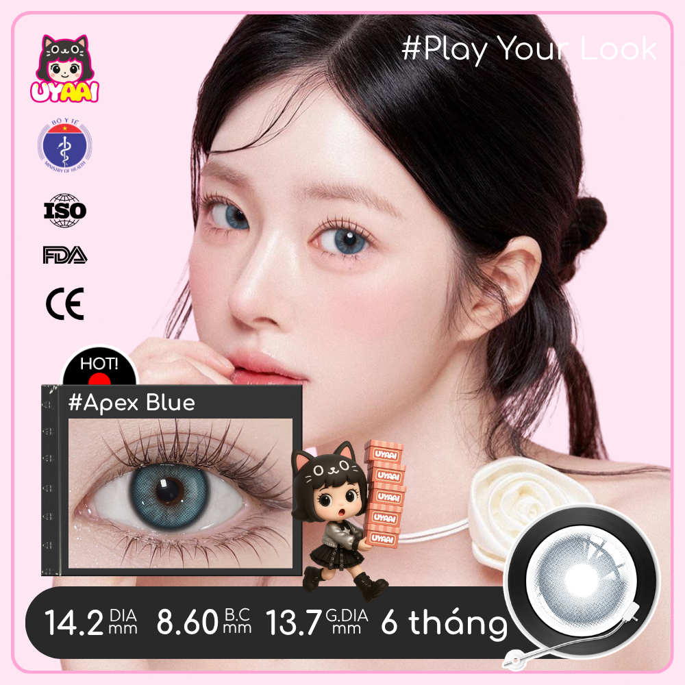 UYAAI Kính Áp tròng lens mắt Glacier Blue 14,2mm Ống kính cho ống kính mắt giãn ra 0 ~ 6 độ Giao hàng nhanh | BigBuy360 - bigbuy360.vn