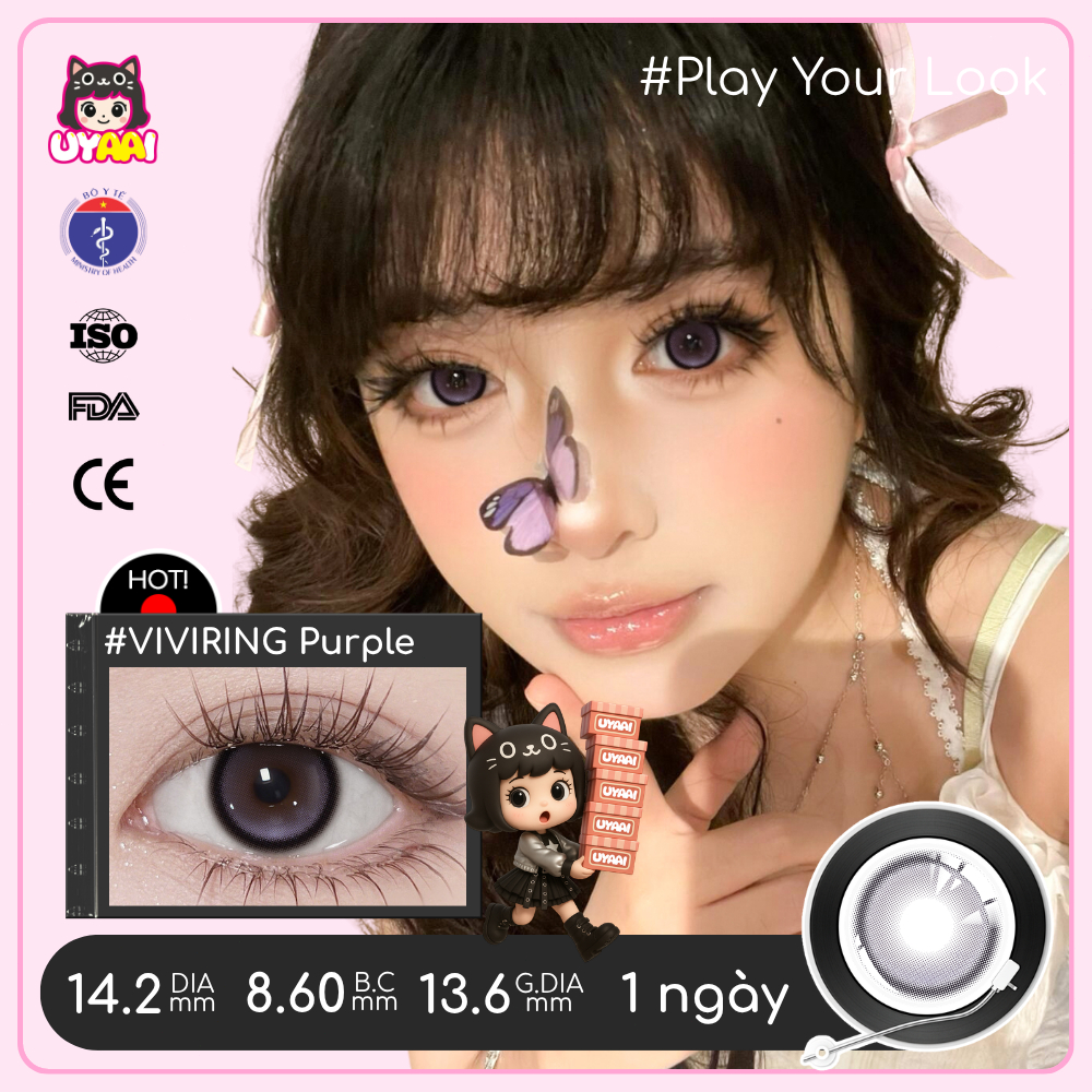 [1 Ngày] Kính Áp tròng UYAAI màu nâu lens 1 ngày ,lens cận có độ (0-5), màu nâu/xám/đen Lens Mắt，（Không kẹp） | BigBuy360 - bigbuy360.vn