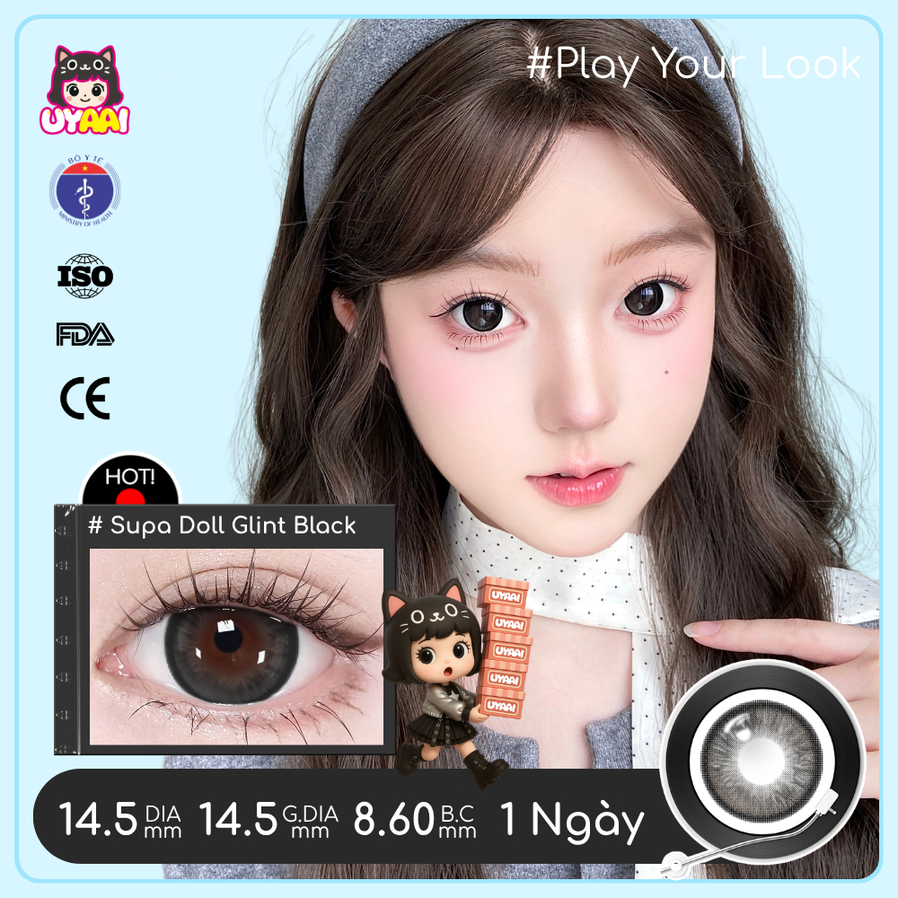 [1 Ngày] Kính Áp tròng UYAAI màu nâu lens 1 ngày ,lens cận có độ (0-5), màu nâu/xám/đen Lens Mắt，（Không kẹp） | BigBuy360 - bigbuy360.vn