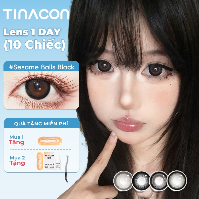 Kính áp tròng TINACON 10 chiếc màu hồng dùng hằng ngày đường kính lớn mềm mại cho mắt có độ (0-8) lens 1 ngày
