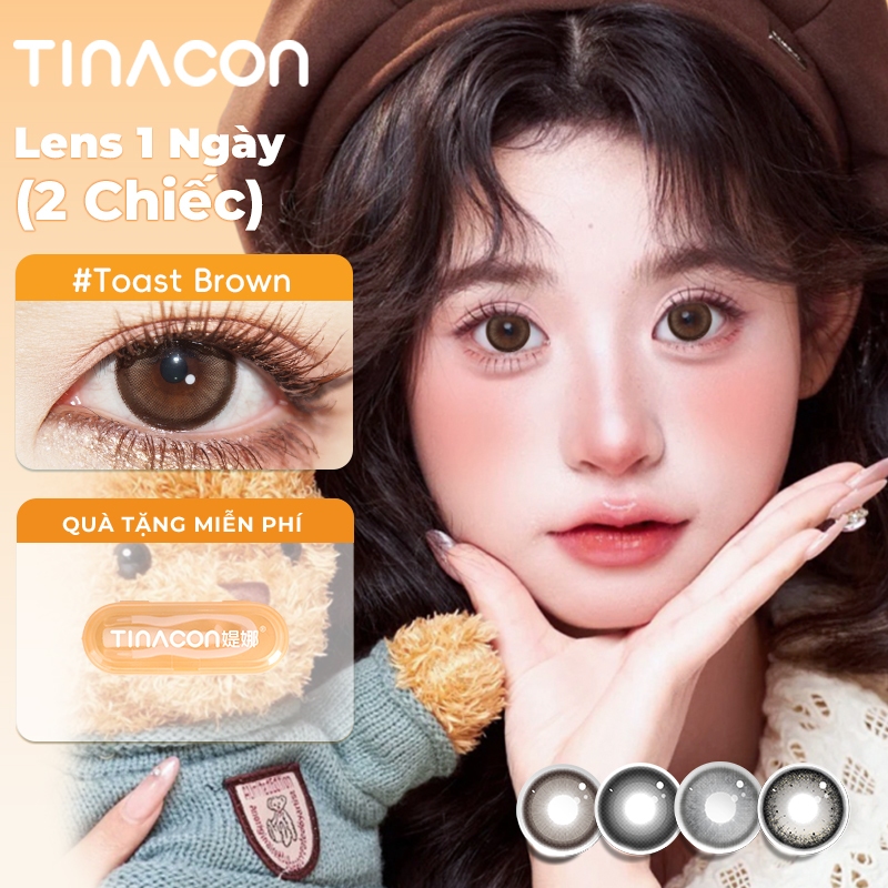Kính áp tròng TINACON 1 cặp lens cận DIA14.2-14.5mm lens 1 ngày có độ (0-8) 2 chiếc Mắt búp bê Mắt mềm lens