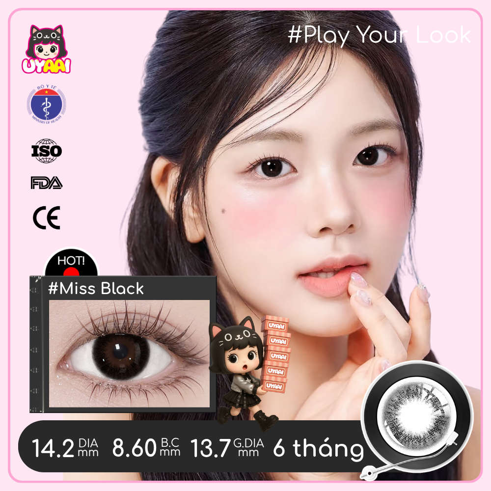 Kính áp tròng UYAAI Choco Brown 0,00---4,00 Độ Lens Mắt 6 tháng Sử dụng Sản phẩm mới thiết bị dùng thử đầu tiênmàu đen | BigBuy360 - bigbuy360.vn