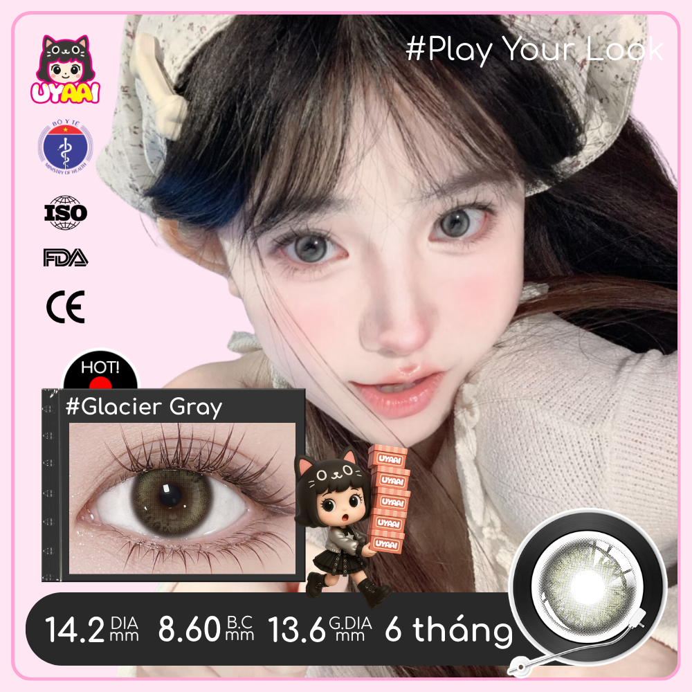 UYAAI Kính Áp tròng lens mắt Glacier Blue 14,2mm Ống kính cho ống kính mắt giãn ra 0 ~ 6 độ Giao hàng nhanh | BigBuy360 - bigbuy360.vn