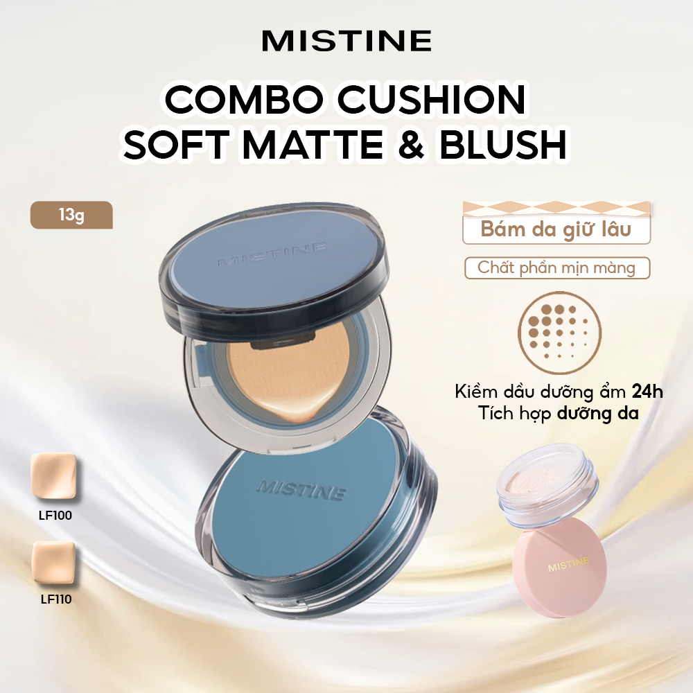 Mistine Poreless BB CC Cushion Kem che khuyết điểm kiểm soát dầu chống thấm nước lâu trôi + Bột rời Mini