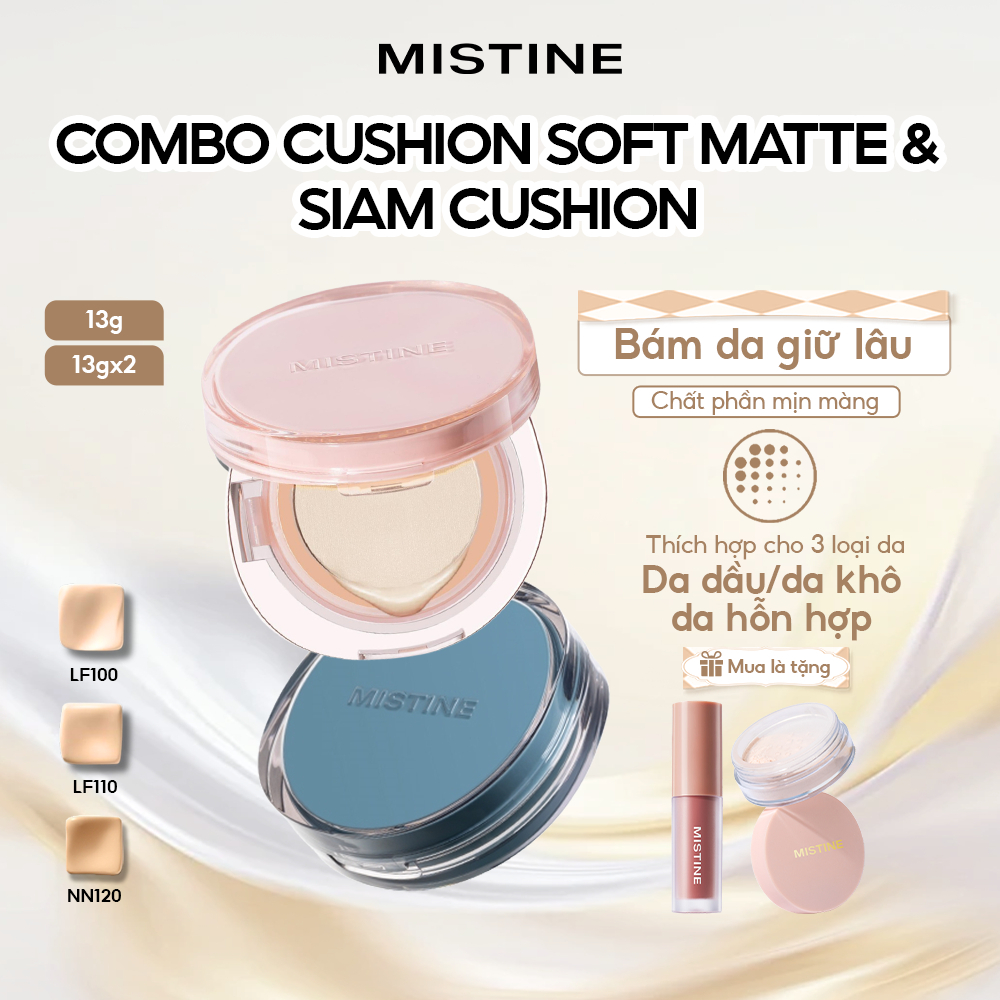 cushion Mistine Kem nền Cầu vồng Xiêm La Phấn mịn mềm mại 13g*2/13g