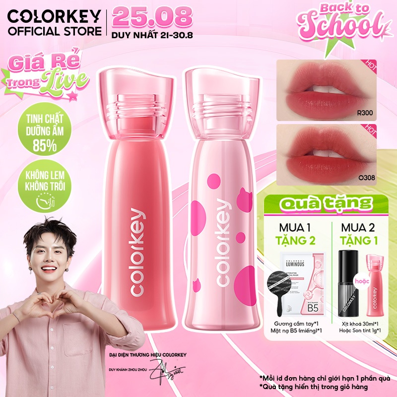[MUA 2 TẶNG 1] Son Tint Lì COLORKEY Watery Tint, Bền Màu Lâu Trôi, Dưỡng Ẩm Không Dính 2.5g