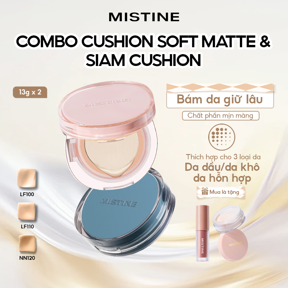 Cushion cầu vòng Xiêm La MISTINE 2 lõi (13g*2) MISTINE SOFT MATTE ESSENCE AIR CUSHION/MISTINE SOFT GLOW ESSENCE AIR CUSHION