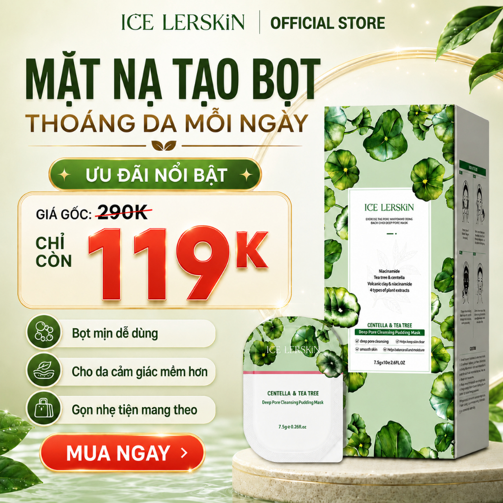 Mặt nạ bánh pudding làm sạch sâu lỗ chân lông ICE LERSKIN với Centella Asiatica và Tea Tree
