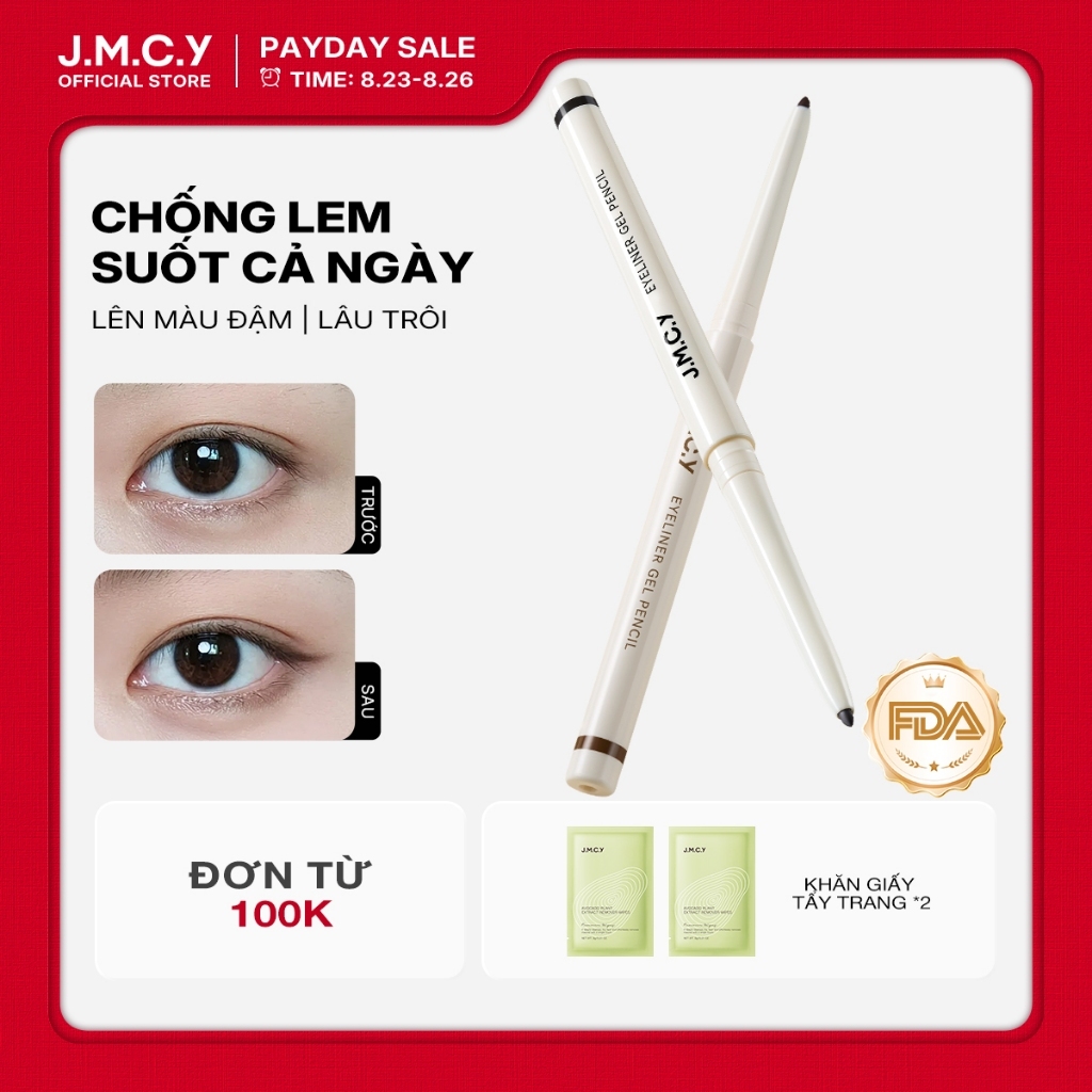 JMCY Bút kẻ mắt Gel màu Chống thấm nước & chống nhòe Ứng dụng mịn màng Đầu chính xác cho mắt được xác định quyến rũ lâu trôi với mài mòn cả ngày