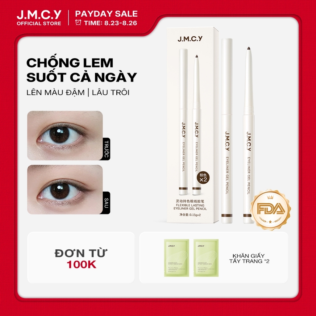 【COD】JMCY Bút Kẻ Mắt Dạng Gel Chì Kẻ Mắt Gel Lên Màu Mịn Giữ Màu Dễ Dành Cho Người Mới Bắt Đầu Dễ Sử Dụng Lướt Siêu Mịn Chống Nước Chống Mồ Hôi Không Lem Màu Lâu Trôi Và Rực Rắn