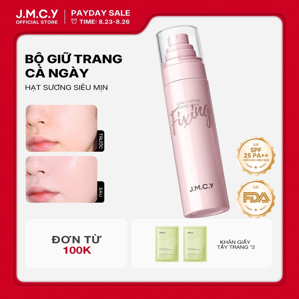 JMCY Setting Spray 100ML Kiểm soát dầu và lâu trôi để trang điểm không tì vết Một bình xịt cài đặt đẹp khô ngay lập tức trong 3 giây. Trang điểm kéo dài đến 24 giờ