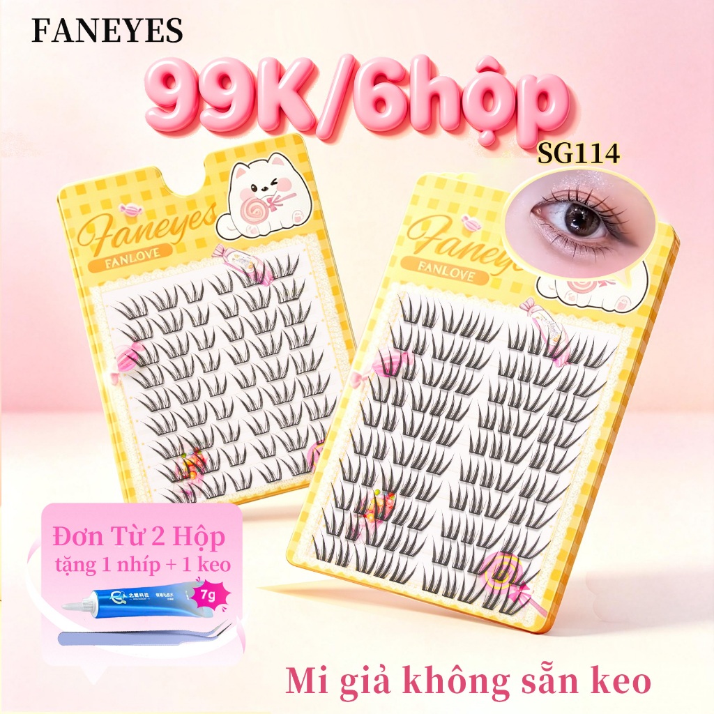 【99K/6hộp】Mi giả không sẵn keo Mi giả ghép giả da dài mảnh tự nhiên làm to mắt tự nhiên và bền vững vật thần cần thiết cho đi làm và chụp ảnh