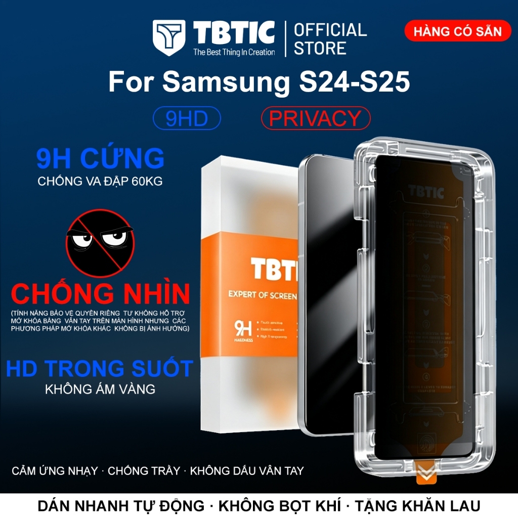 Kính Cường Lực TBTIC Cho Samsung 26Plus S26 S25 S24 S23 S22 Ultra Plus Bảo Vệ Màn Hình Riêng Tư HD Dễ Dàng Lắp Đặt Bảo Vệ Toàn Diện Tự Động Căn Chỉnh