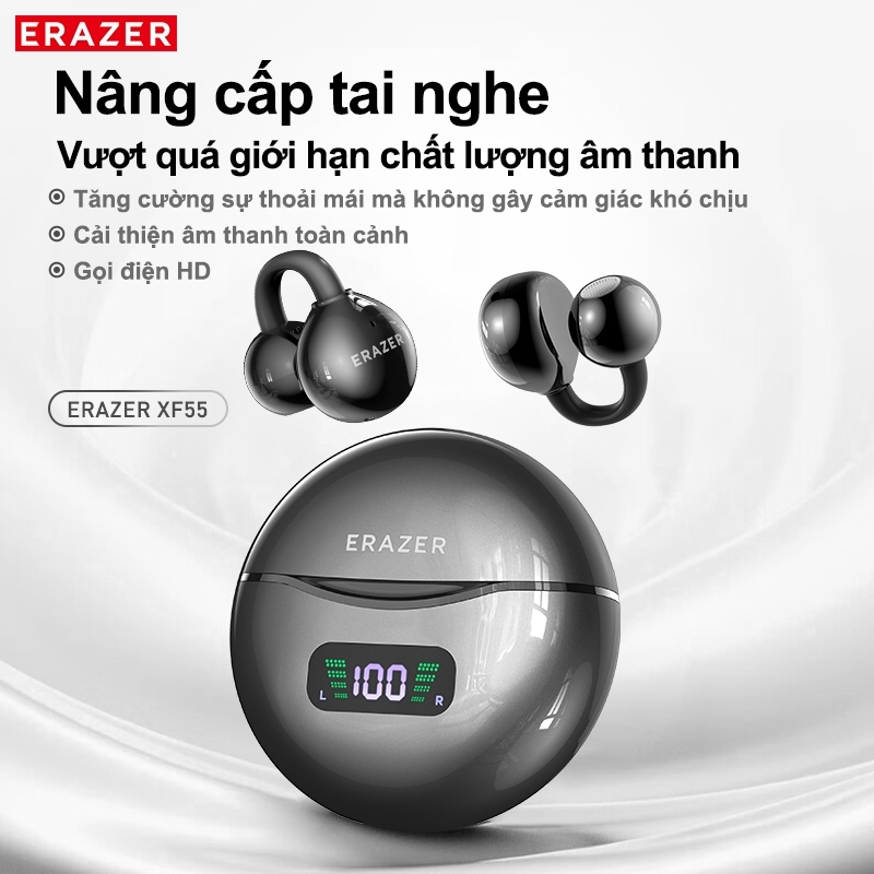 ERAZER XF55 Al Thông Minh Dịch Thuật Thời Gian Thực Chống Ồn Tai Nghe Bluetooth Loại Kẹp Tai Nghe Bluetooth 6.0 Có Màn Hình LED Tai Nghe Không Dây HiFi Stereo