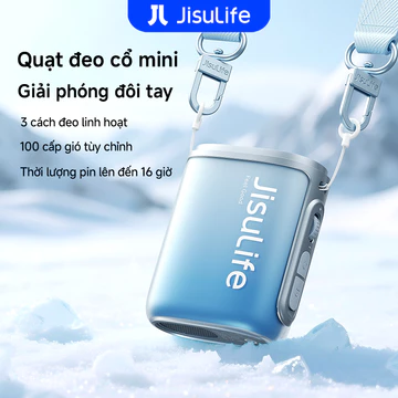 Quạt đeo cổ JisuLife 5, 100 nấc gió siêu mạnh, quạt cầm tay, màn hình LED, quạt thể thao, quạt đeo thắt lưng, thời trang