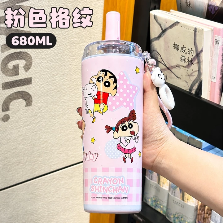 Bình nước Shin Cậu Bé Bút Chì 680 Ml, Phim hoạt hình cách nhiệt Cup, Cốc giữ nhiệt cho trẻ em, Cốc giữ nhiệt giữ lạnh, Cốc giữ nhiệt hoạt hình cho bé, – 7