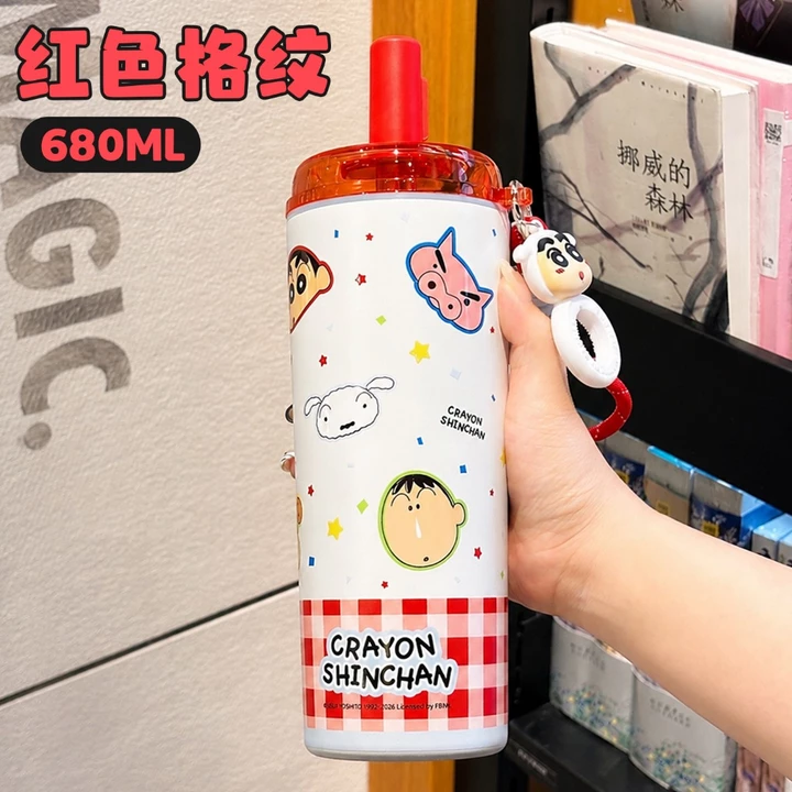 Bình nước Shin Cậu Bé Bút Chì 680 Ml, Phim hoạt hình cách nhiệt Cup, Cốc giữ nhiệt cho trẻ em, Cốc giữ nhiệt giữ lạnh, Cốc giữ nhiệt hoạt hình cho bé, – 6